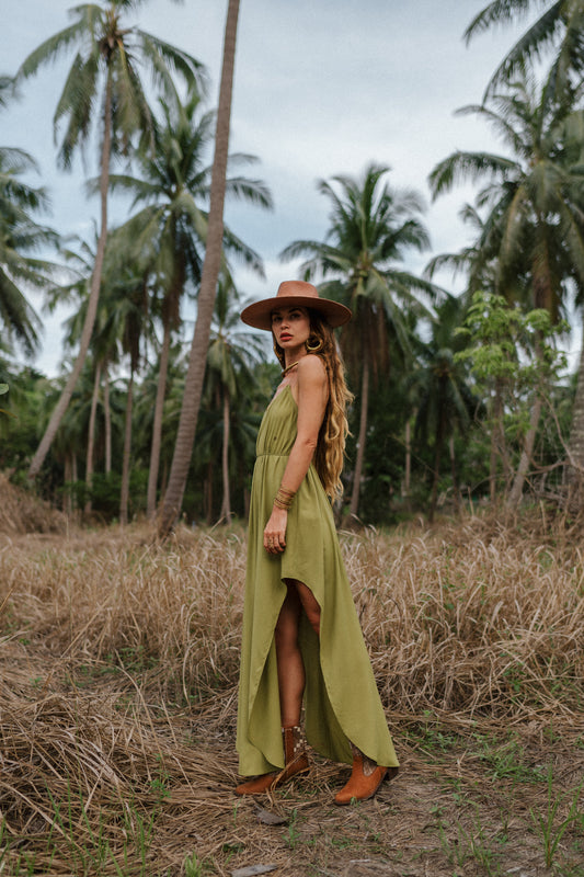 Olive maxi women dress