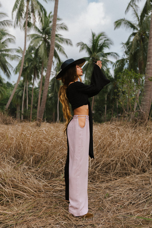 Women black & nude palazzo trousers