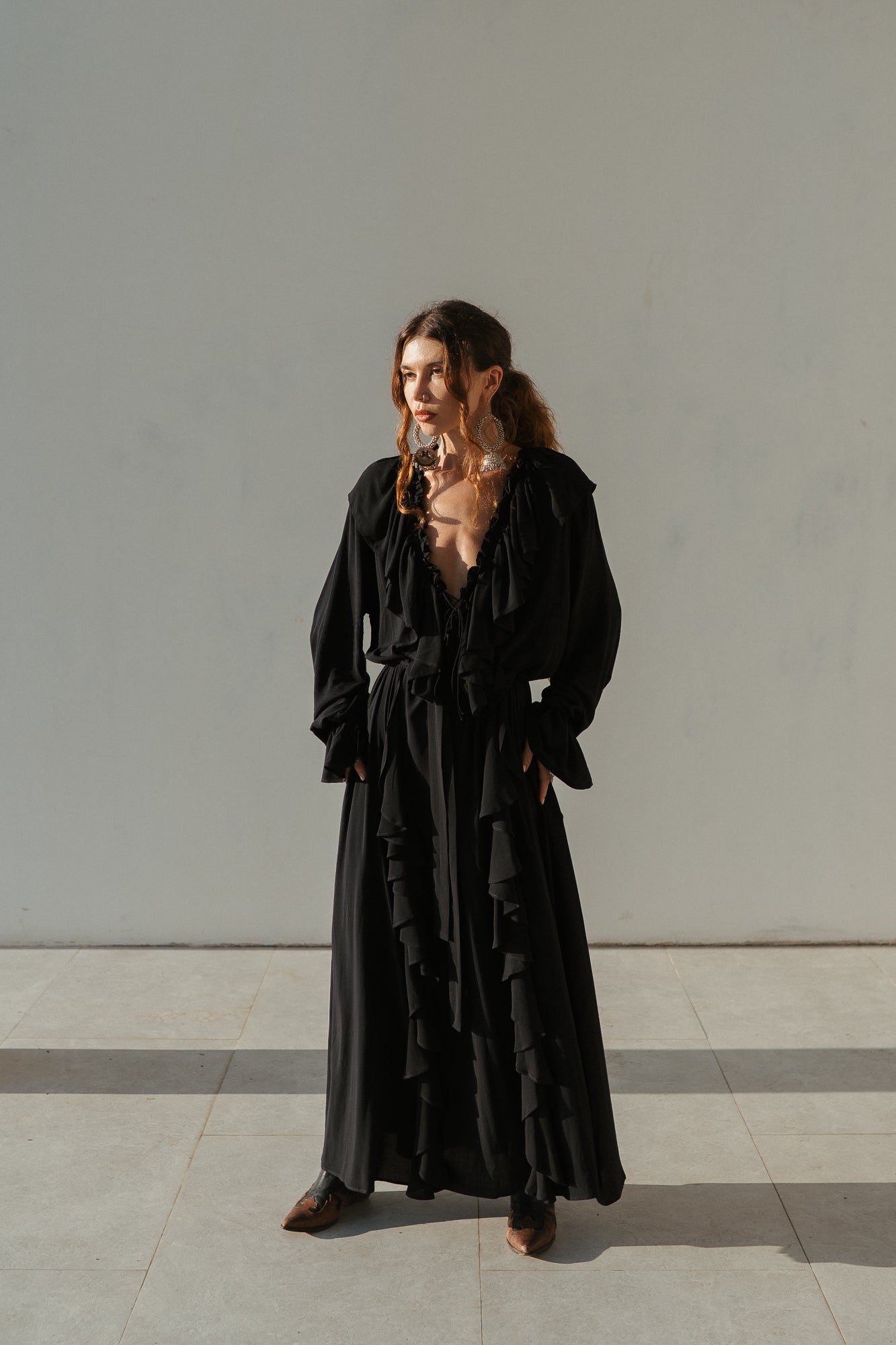 Aeris Maxi Kaftan Dress – Black