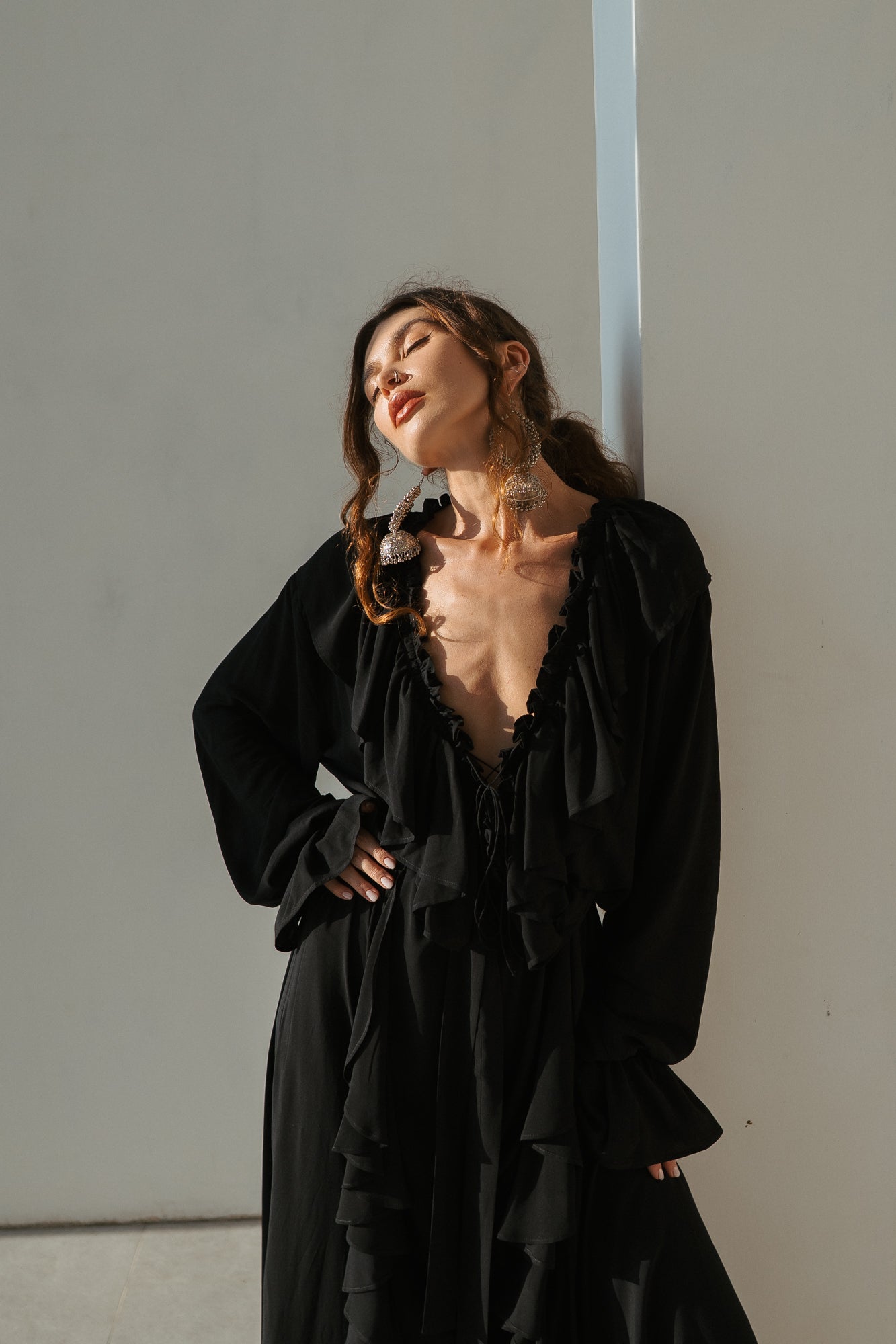 Aeris Maxi Kaftan Dress – Black