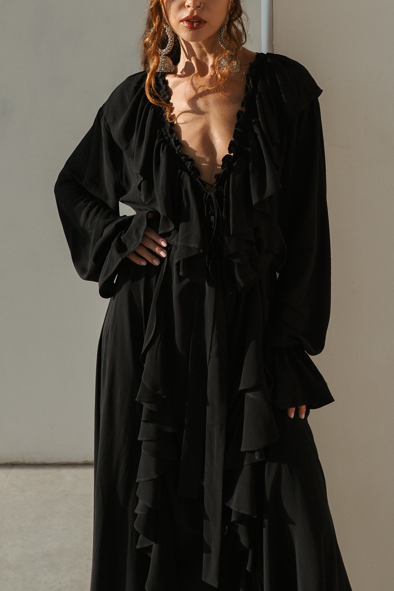 Aeris Maxi Kaftan Dress – Black