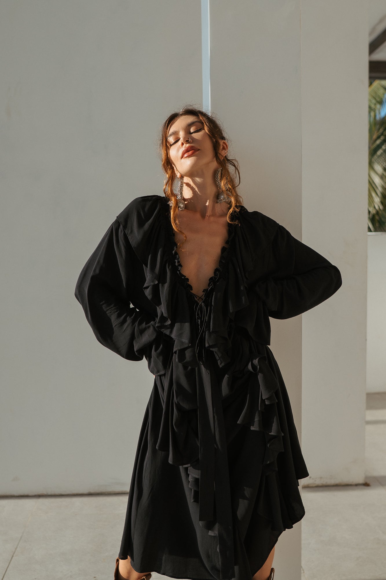 Aeris Maxi Kaftan Dress – Black