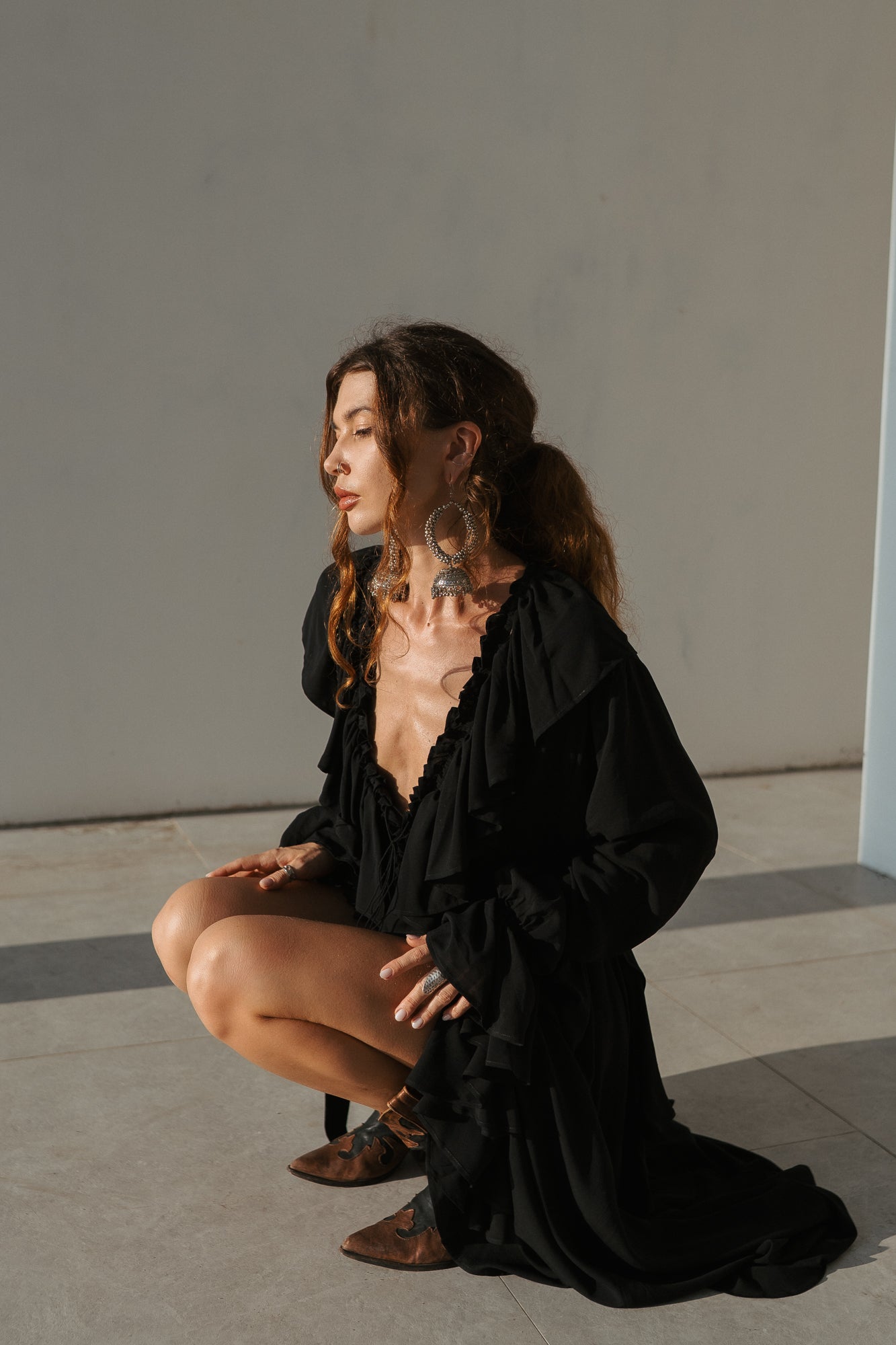 Aeris Maxi Kaftan Dress – Black