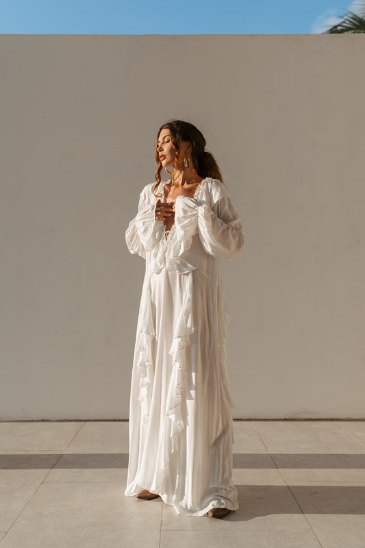 Aeris Maxi Kaftan Dress – White