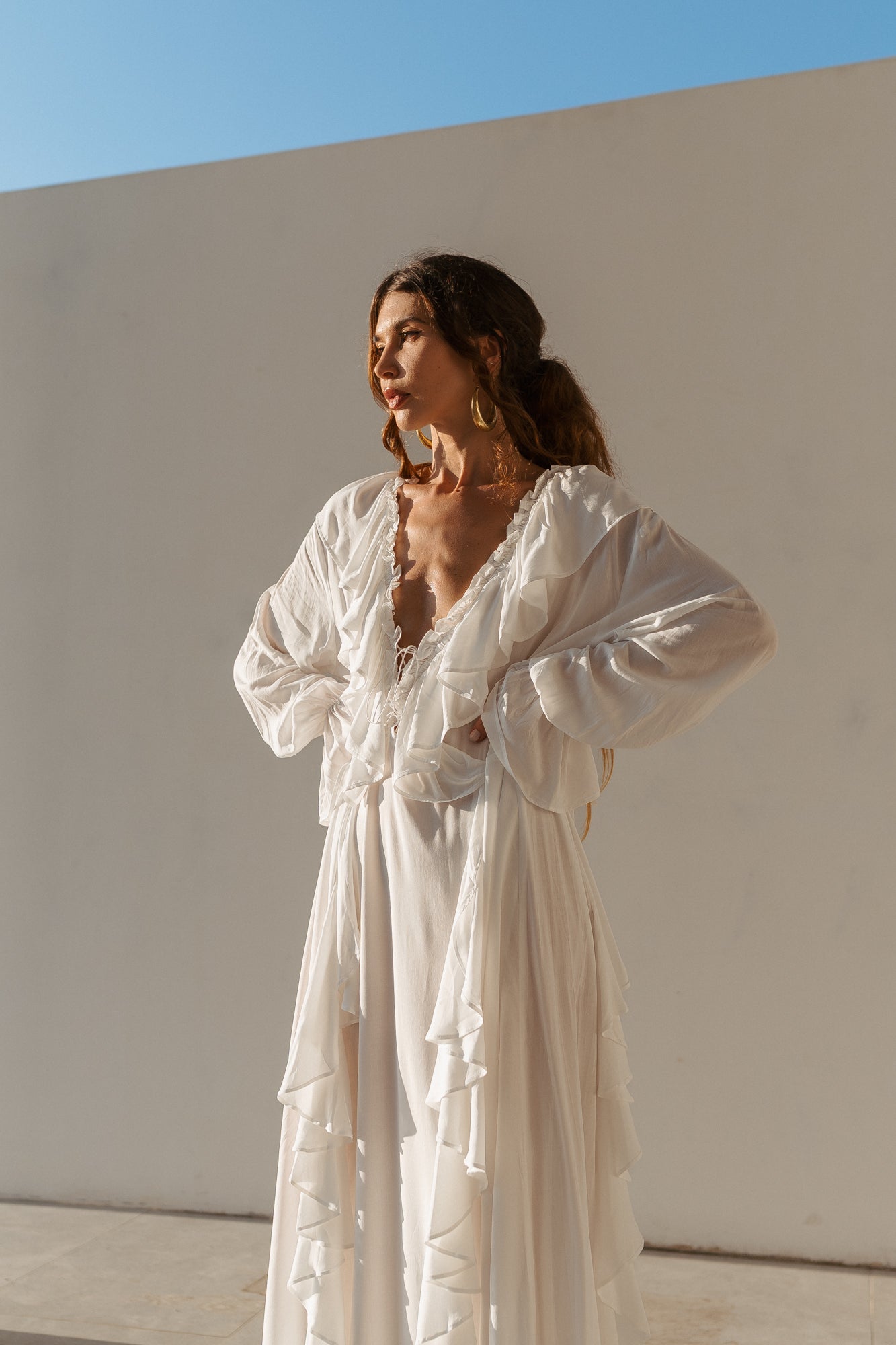 Aeris Maxi Kaftan Dress – White