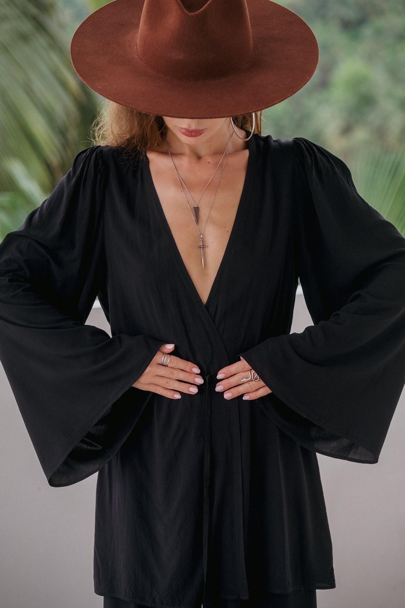 Aya Belted Kimono Top – Noir