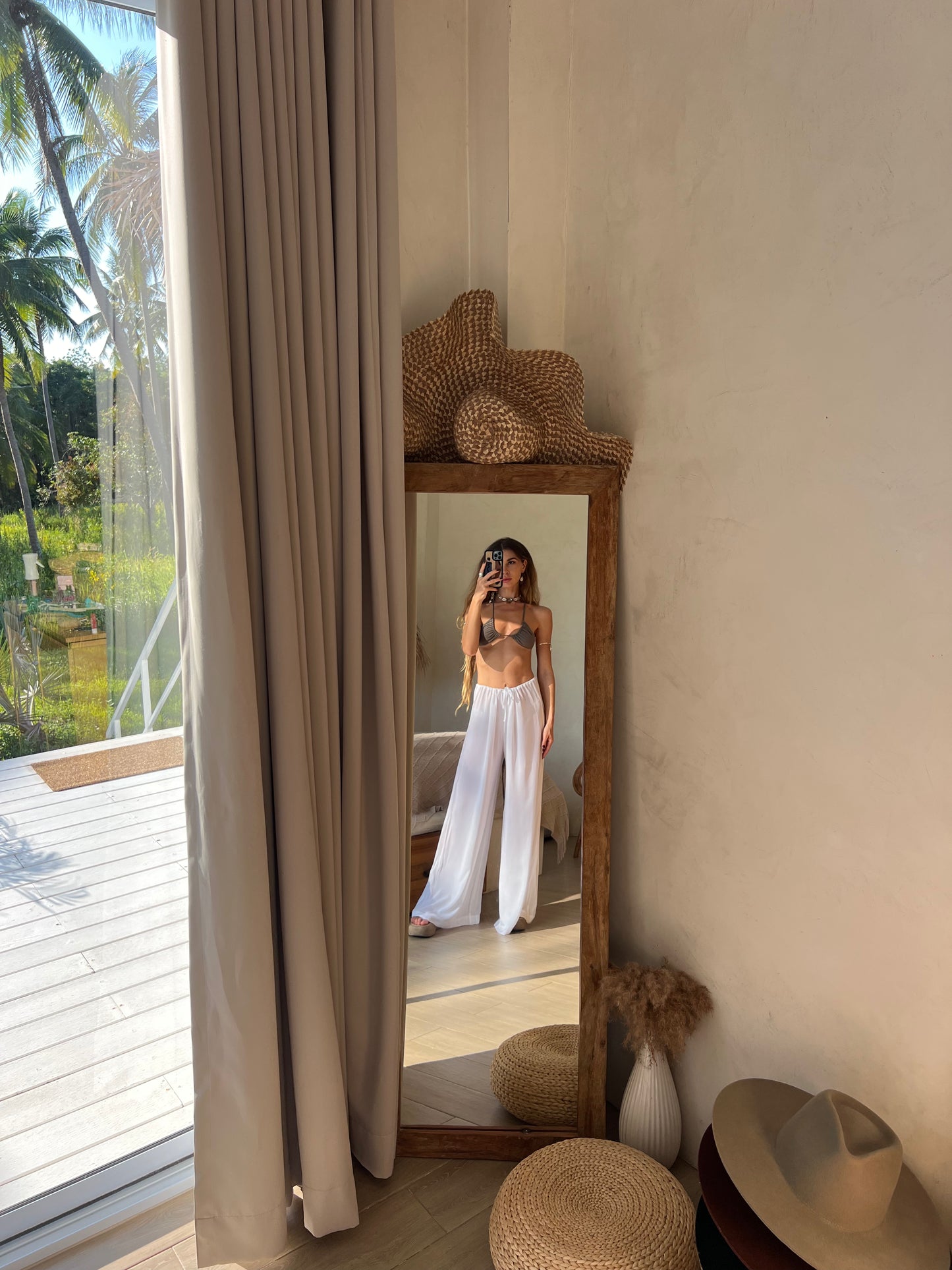 Women long white palazzo pants