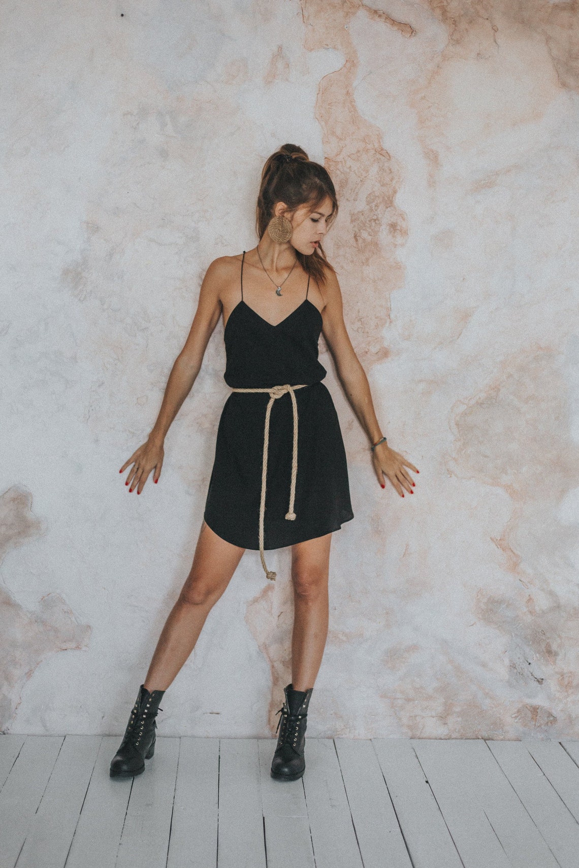 Women Slip Dress | Dark Dress | Short Dress | Black dress | Cocktail dress | Slip Dress | Party Dress | Mid-length | Black vintage dress