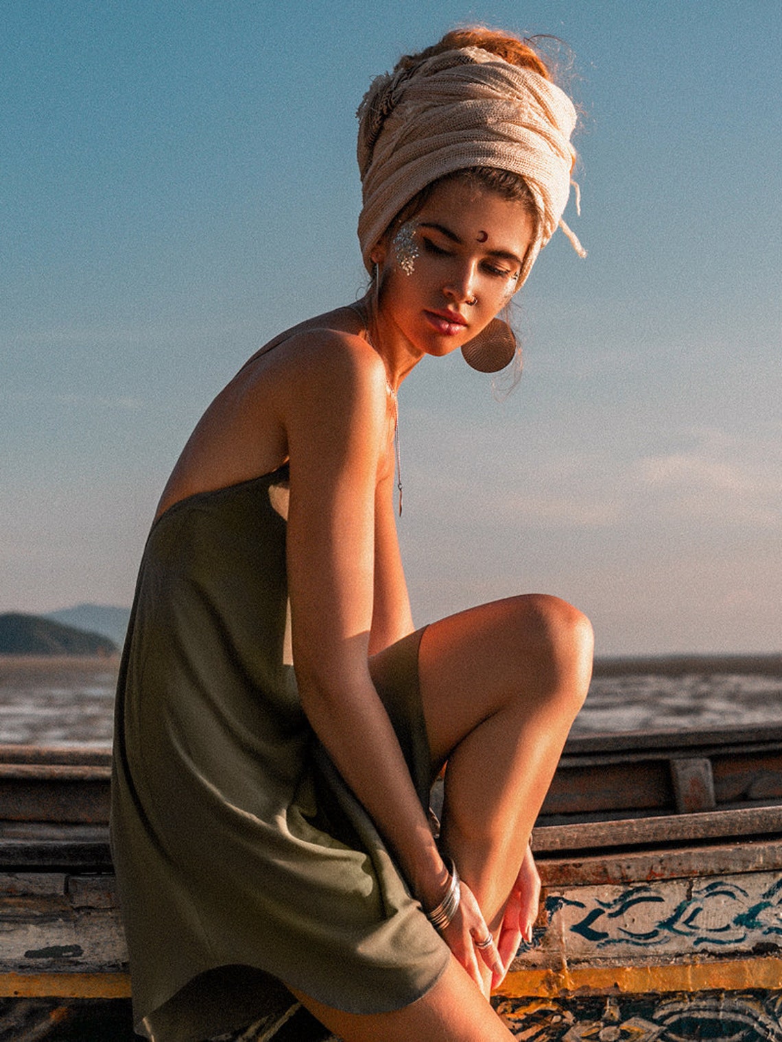 Women green slip dress with opened back | Women short green dress | Women olive dress | Short green slip cocktail dress | Green dress with laces