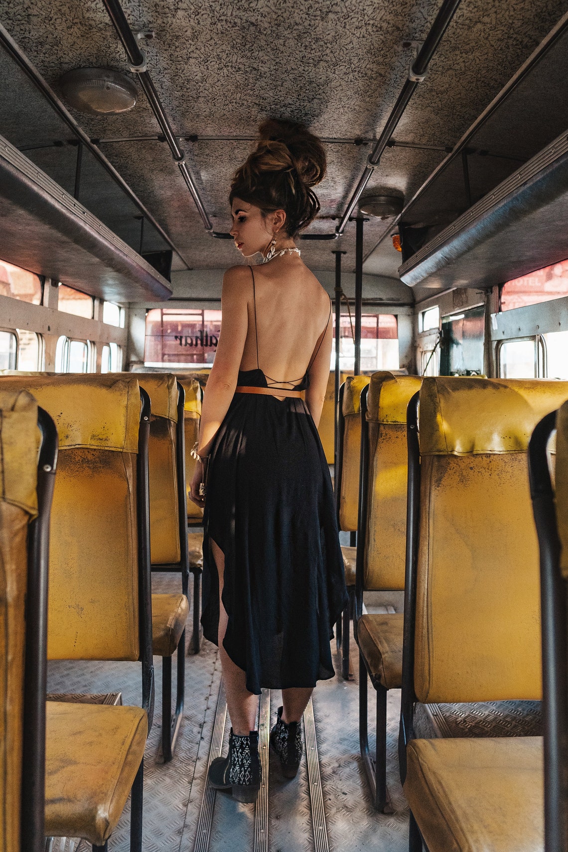 Women Slip Dress | Minimal | Dress | Black | Cocktail | Dark | Party Dress | Long | Knee length | Dress | Elegant | Cocktail | Slit dress