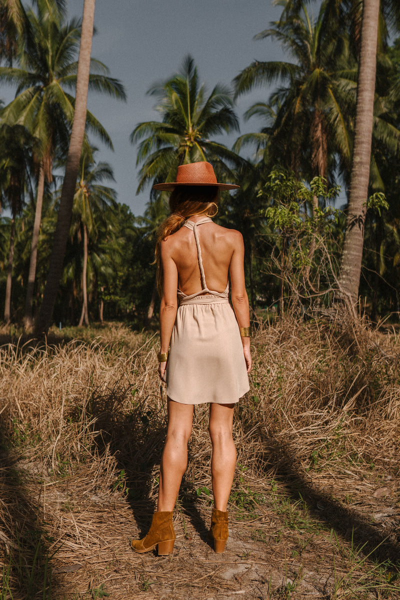 Amazon light beige mini dress