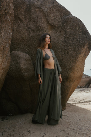 Women khaki palazzo pants