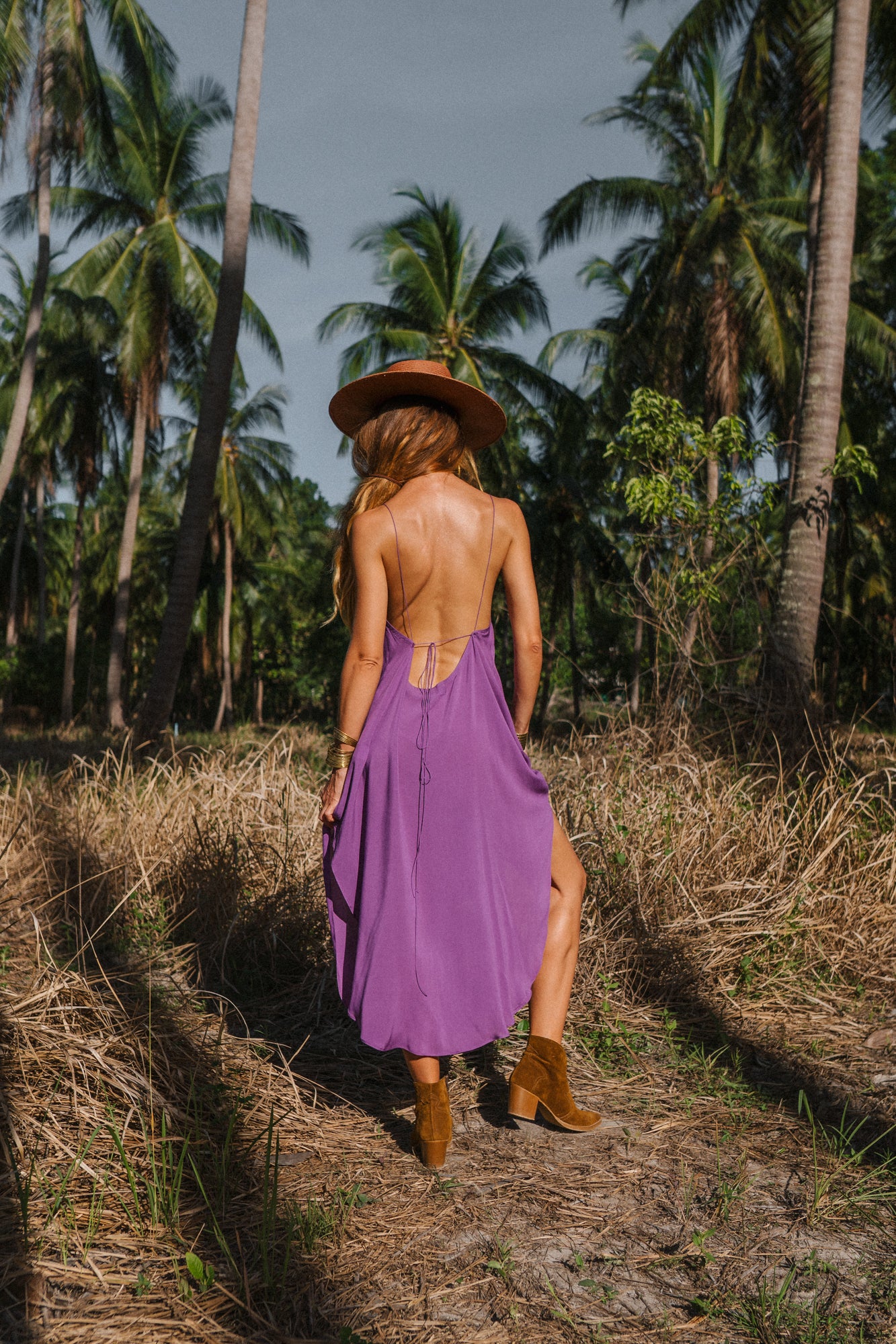 Purple midi women light dress