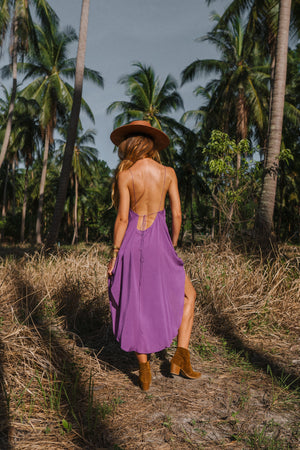 Purple midi women light dress