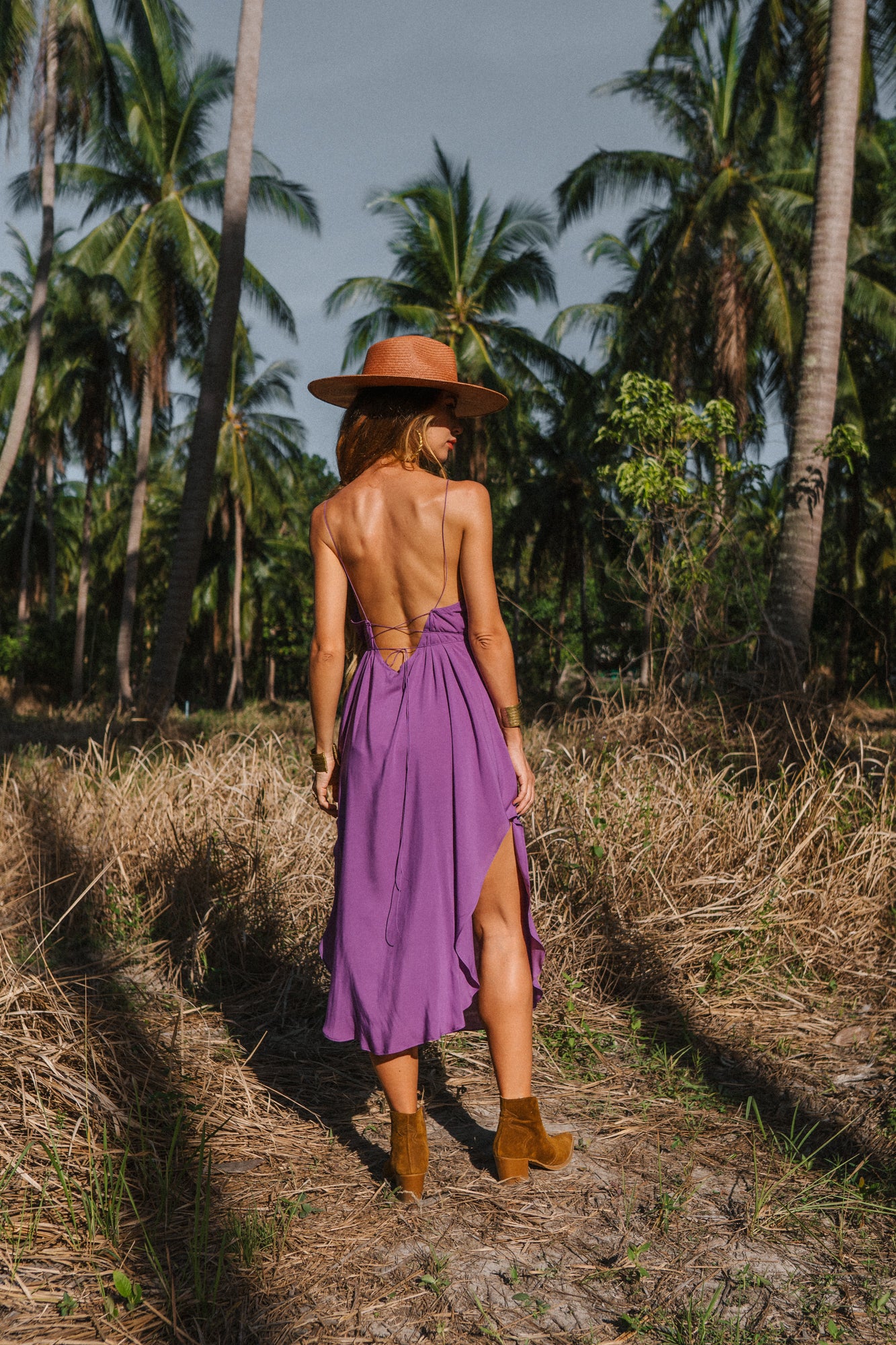 Purple midi women light dress