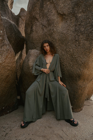 Women khaki palazzo pants