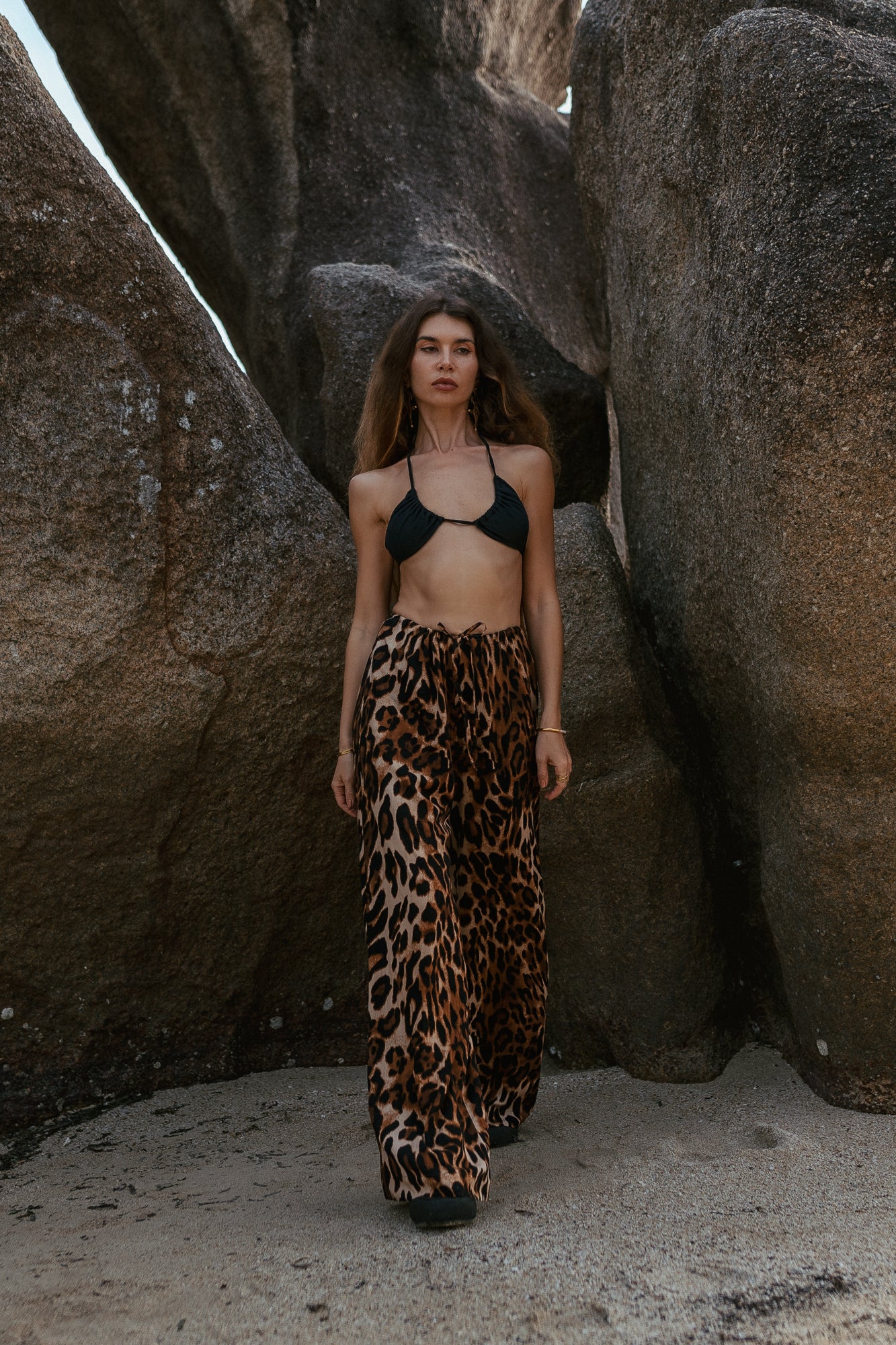 Women leo print palazzo pants