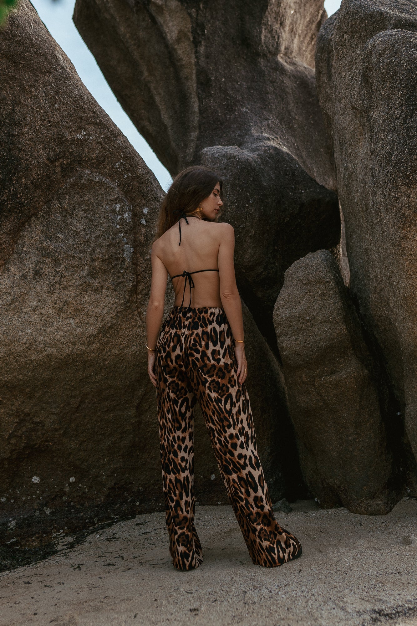 Women leo print palazzo pants