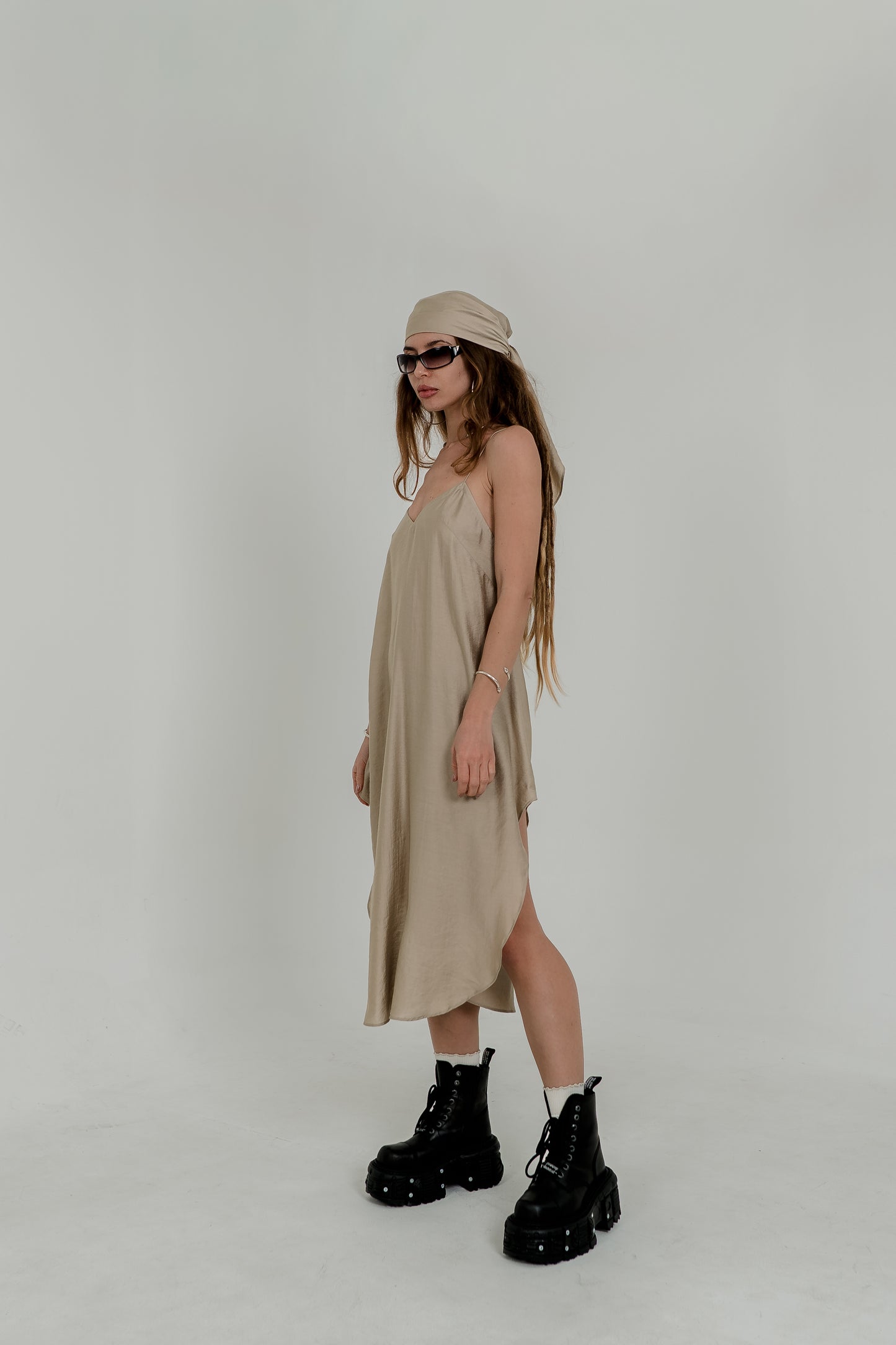 Beige Viscose Scarf / Bandana – Soft Minimal Accessory