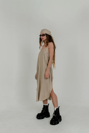 Beige Viscose Scarf / Bandana – Soft Minimal Accessory