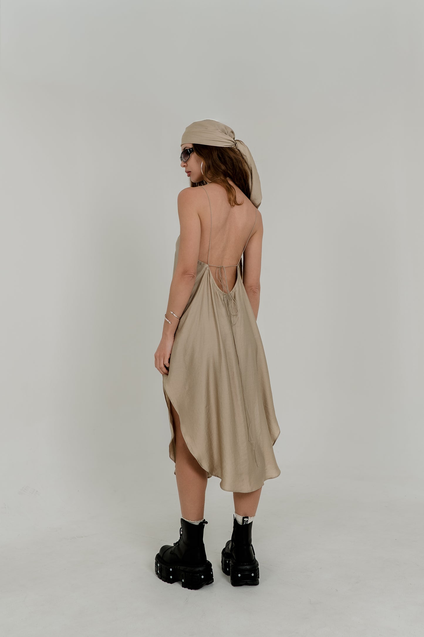 Beige Viscose Scarf / Bandana – Soft Minimal Accessory