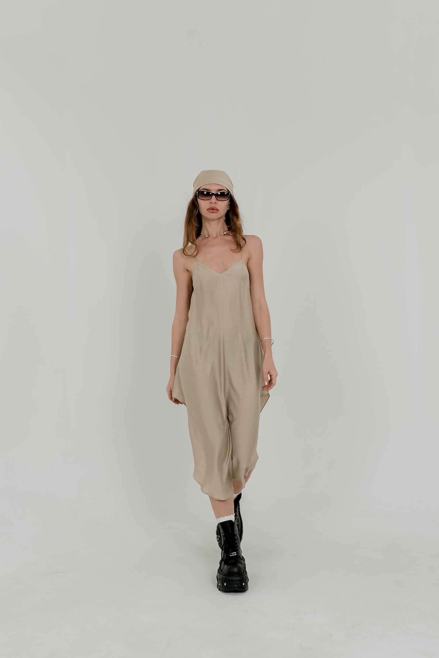 Beige Viscose Scarf / Bandana – Soft Minimal Accessory