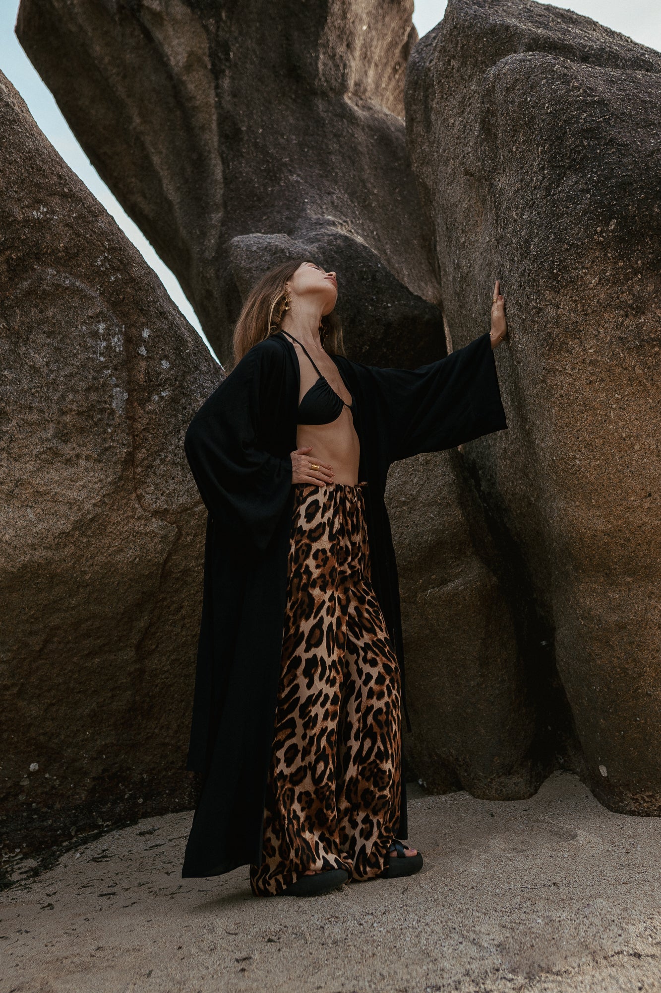 Women leo print palazzo pants