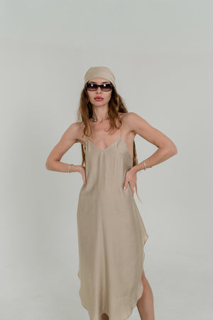 Beige Viscose Scarf / Bandana – Soft Minimal Accessory