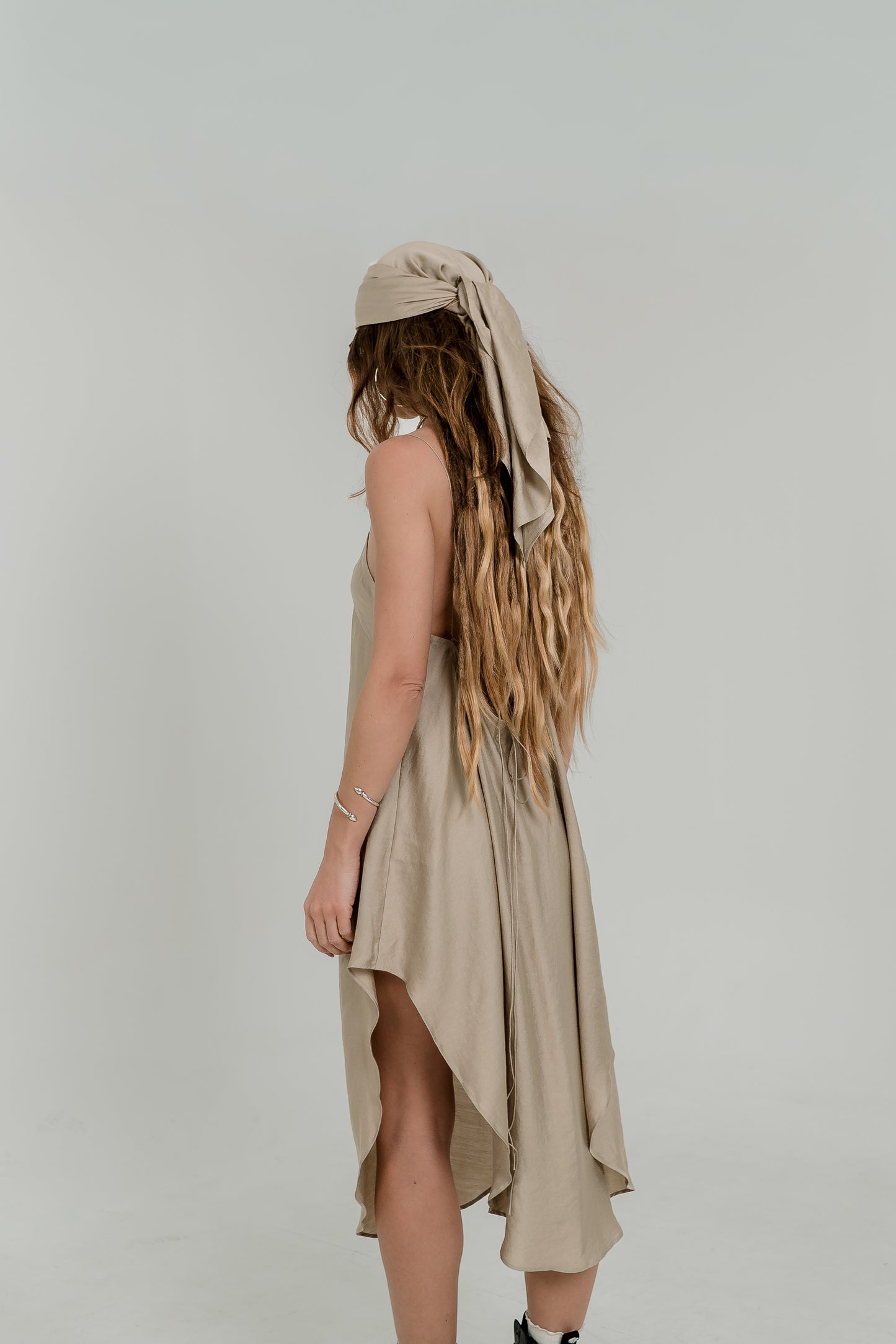 Beige Viscose Scarf / Bandana – Soft Minimal Accessory