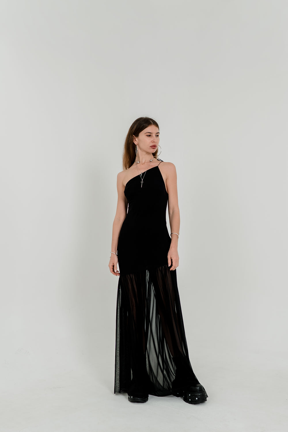 Zoe Sheer Black Maxi Dress — Open Back