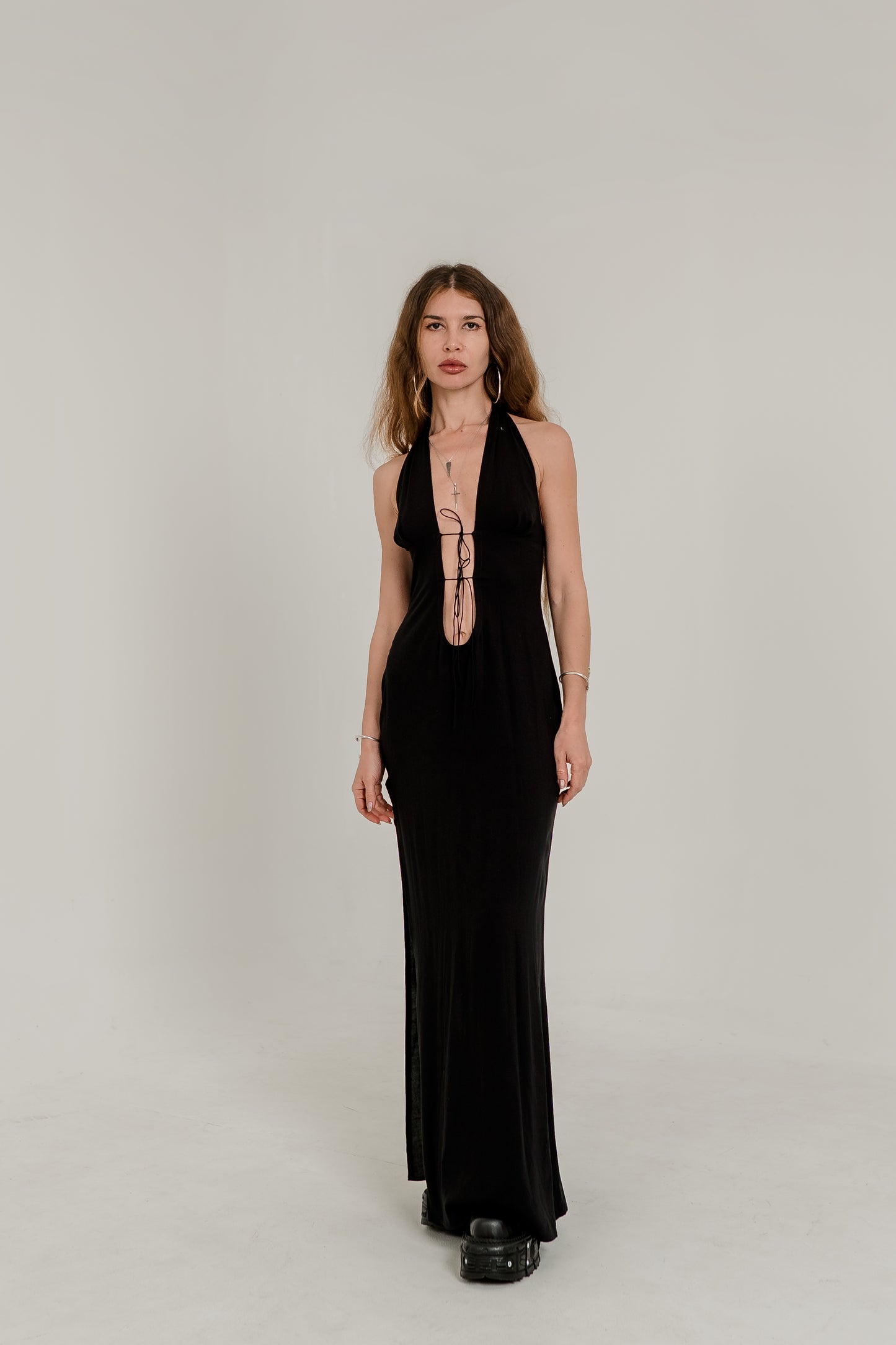 Monna Cut-Out Maxi Dress – Midnight Black