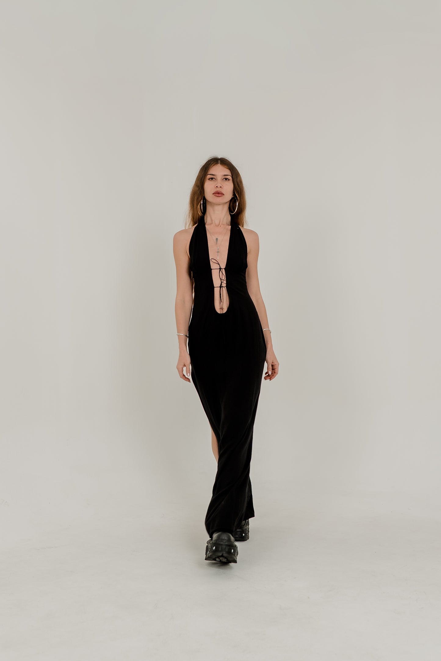 Monna Cut-Out Maxi Dress – Midnight Black