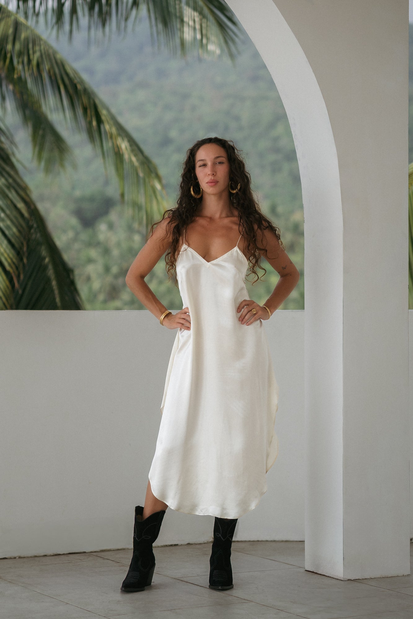 Milky Slip Dress in Silky Viscose (Midi)