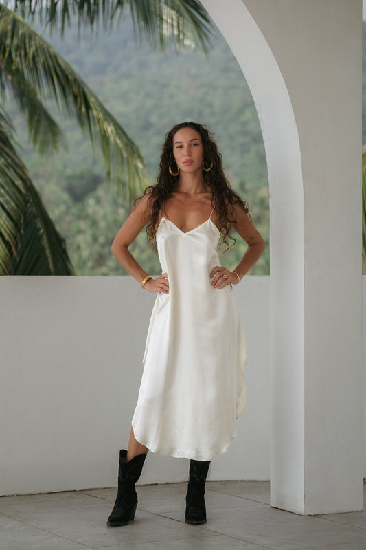 Milky Slip Dress in Silky Viscose (Midi)