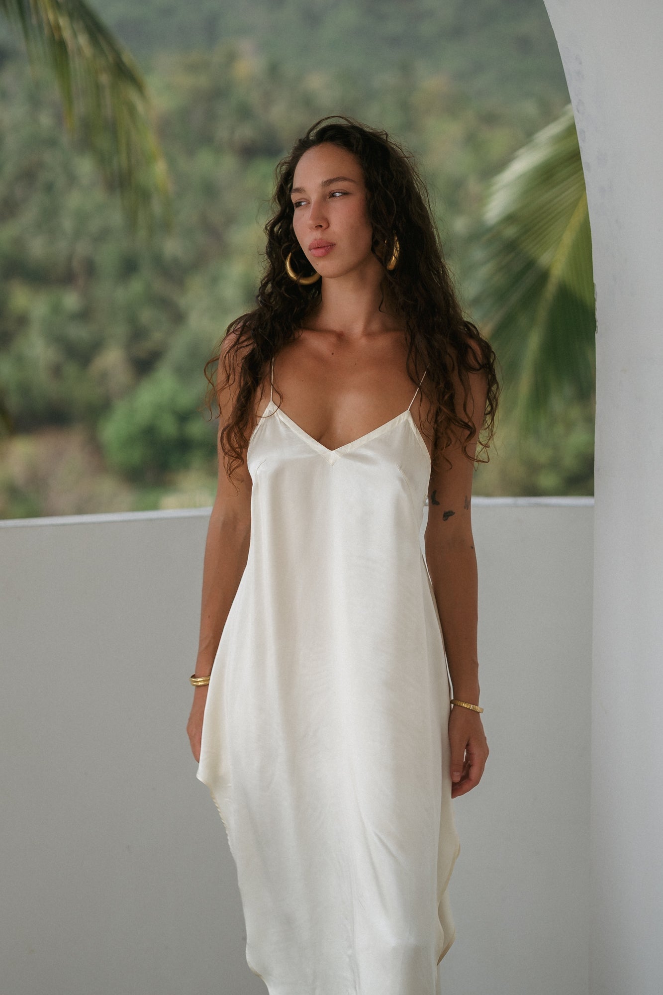 Milky Slip Dress in Silky Viscose (Midi)