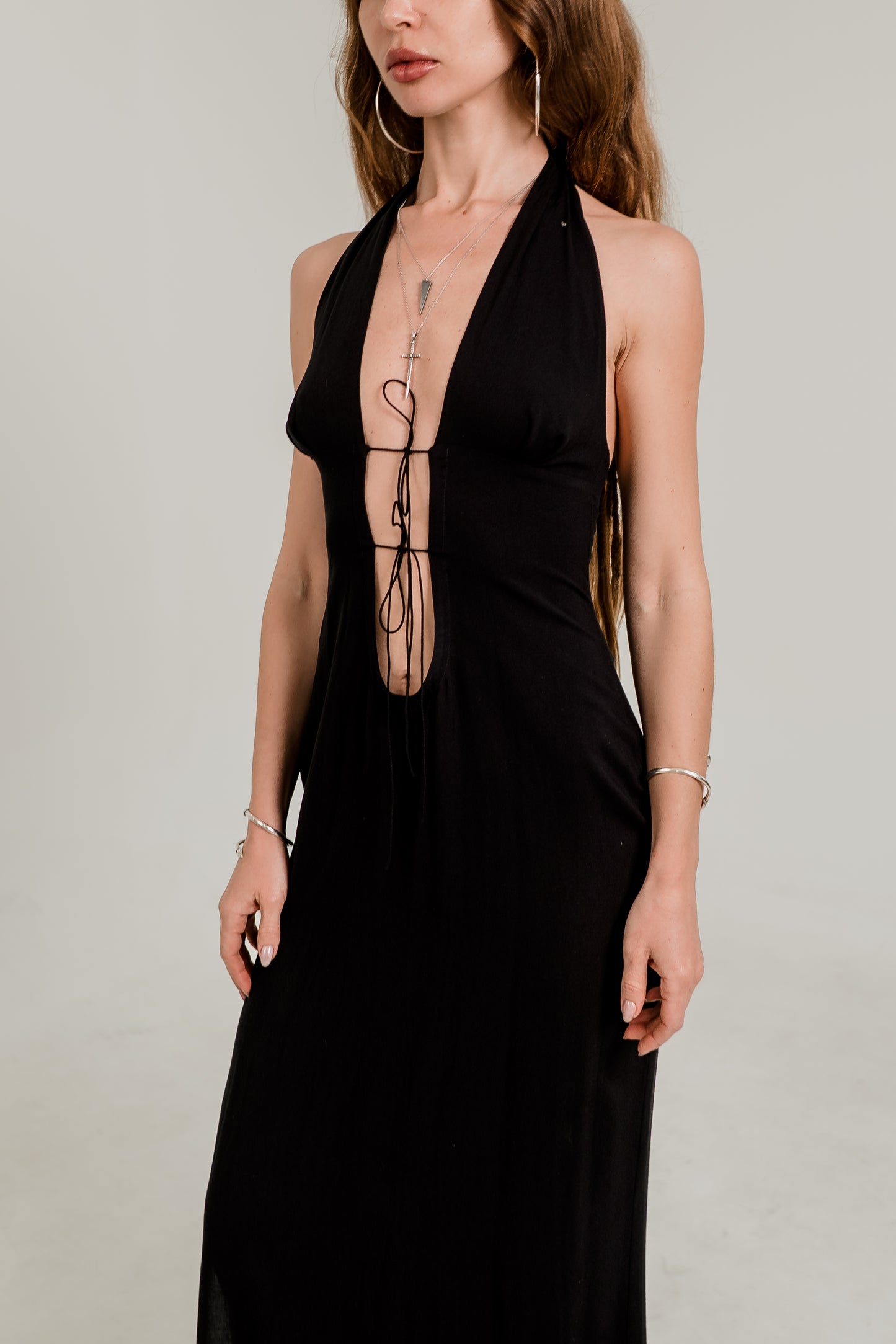 Monna Cut-Out Maxi Dress – Midnight Black