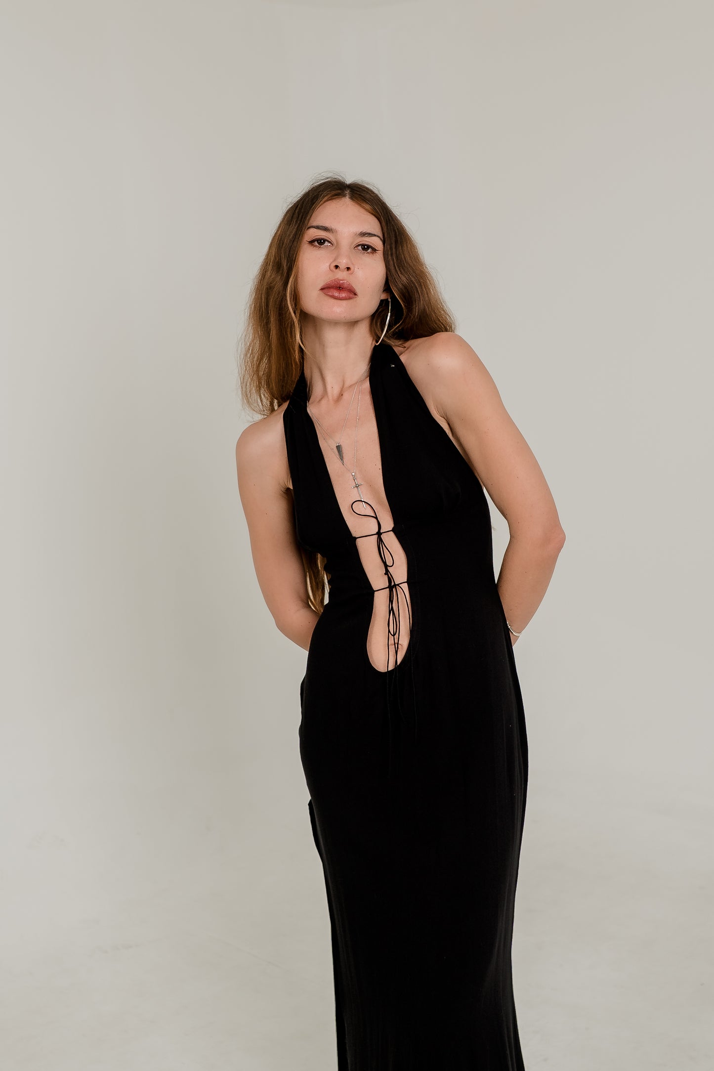 Monna Cut-Out Maxi Dress – Midnight Black