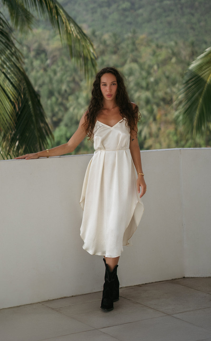 Milky Slip Dress in Silky Viscose (Midi)