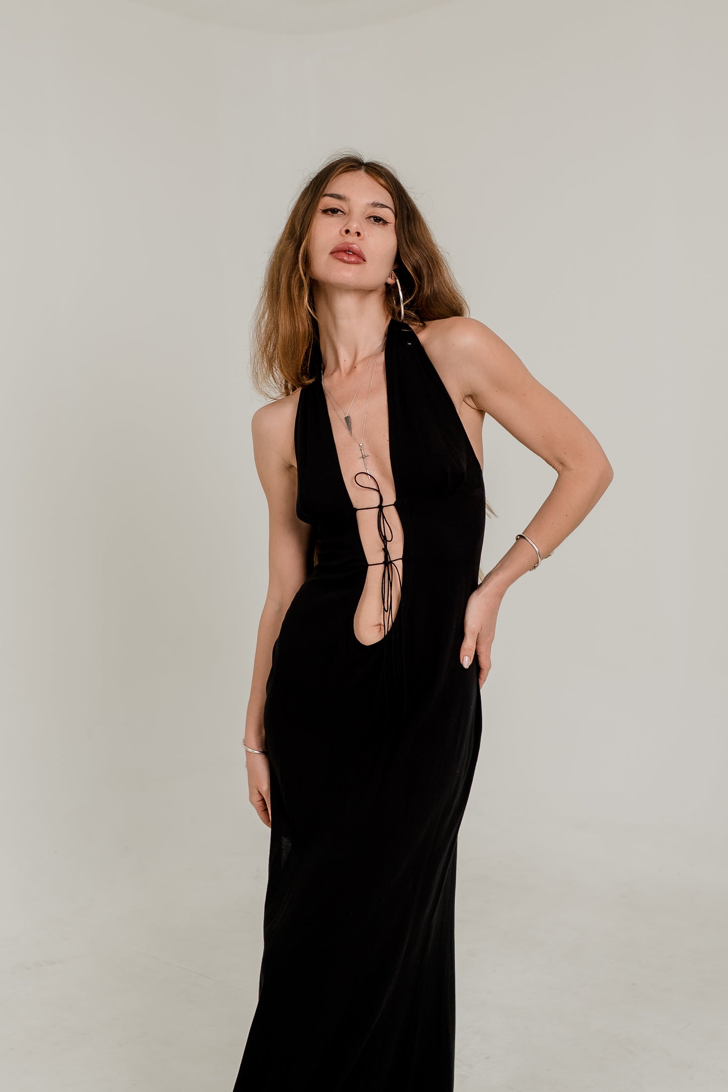 Monna Cut-Out Maxi Dress – Midnight Black