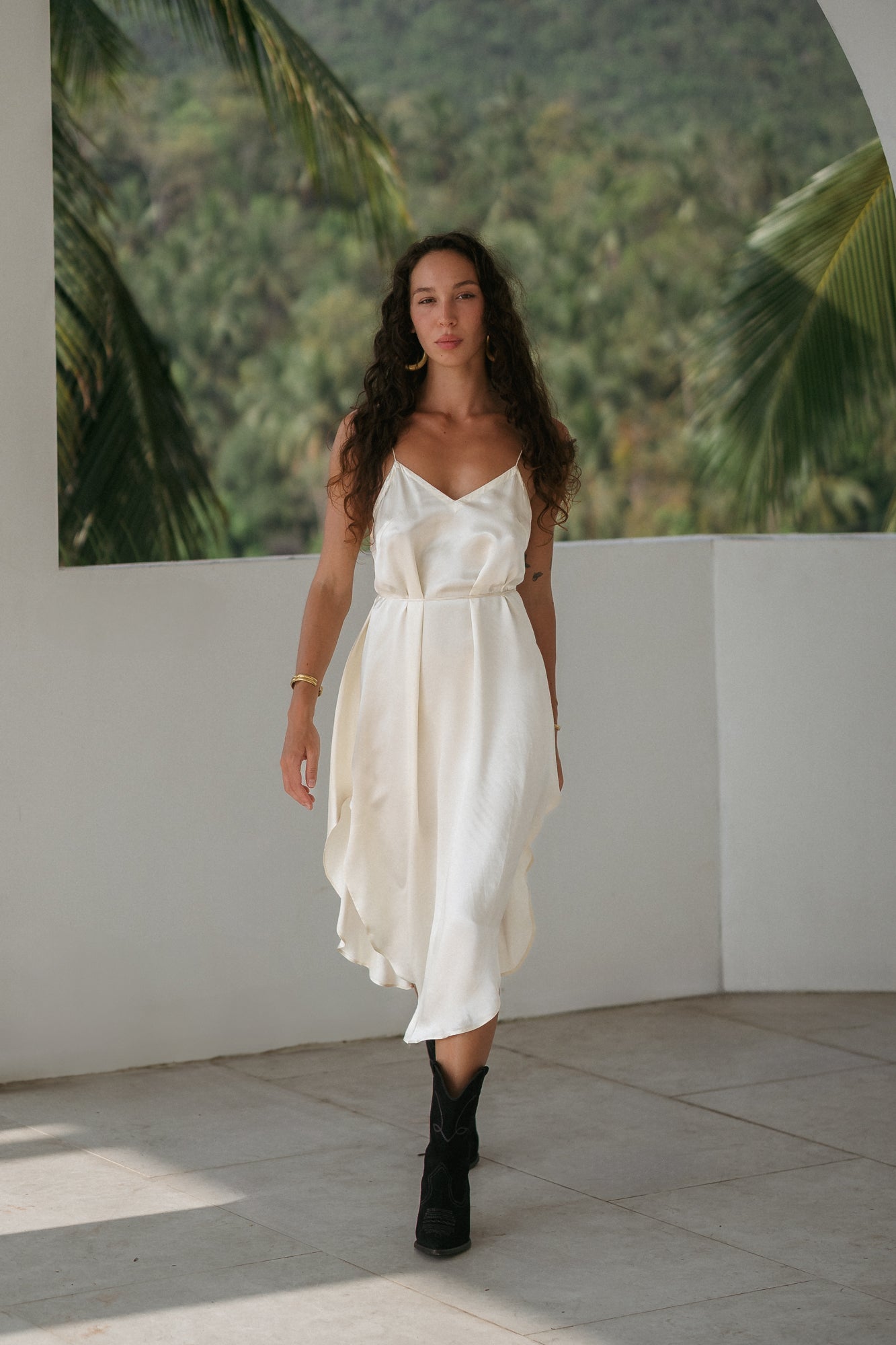 Milky Slip Dress in Silky Viscose (Midi)