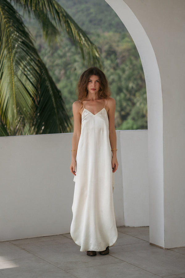 Milky Slip Dress in Silky Viscose (Maxi)