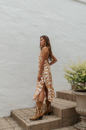 Zebra midi slip dress orange