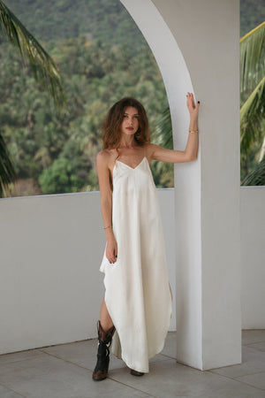 Milky Slip Dress in Silky Viscose (Maxi)