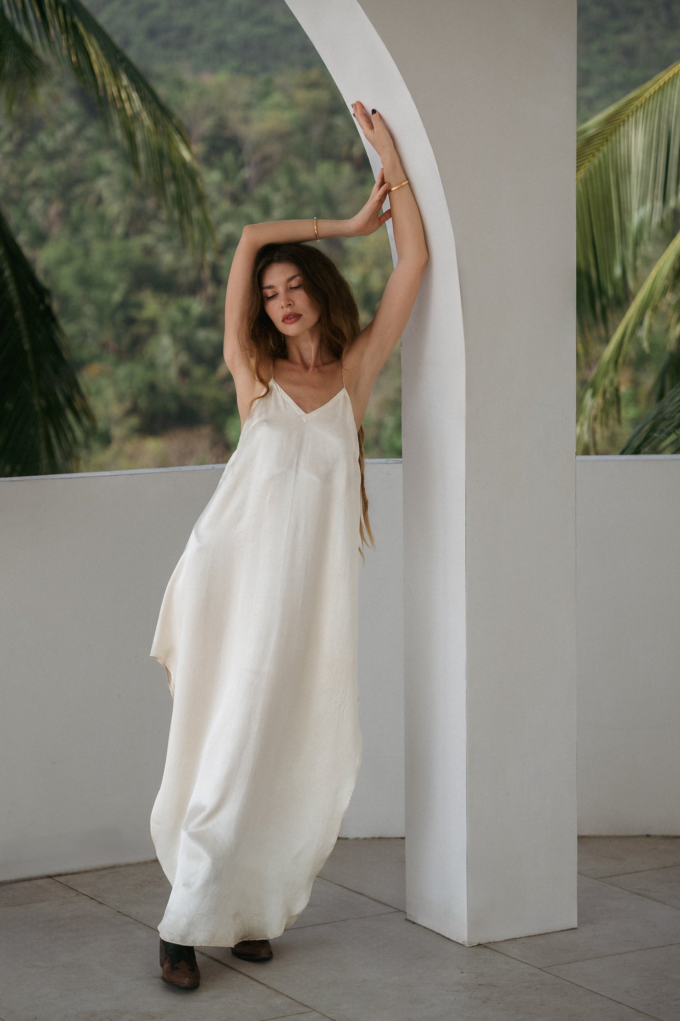 Milky Slip Dress in Silky Viscose (Maxi)
