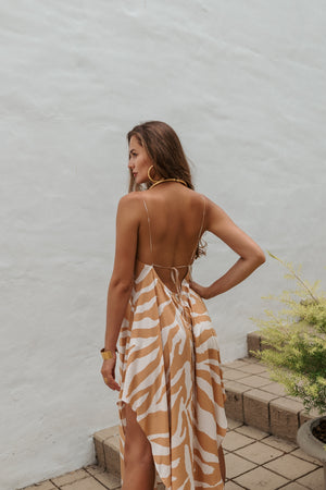 Zebra midi slip dress orange