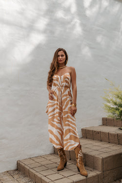 Zebra midi slip dress orange