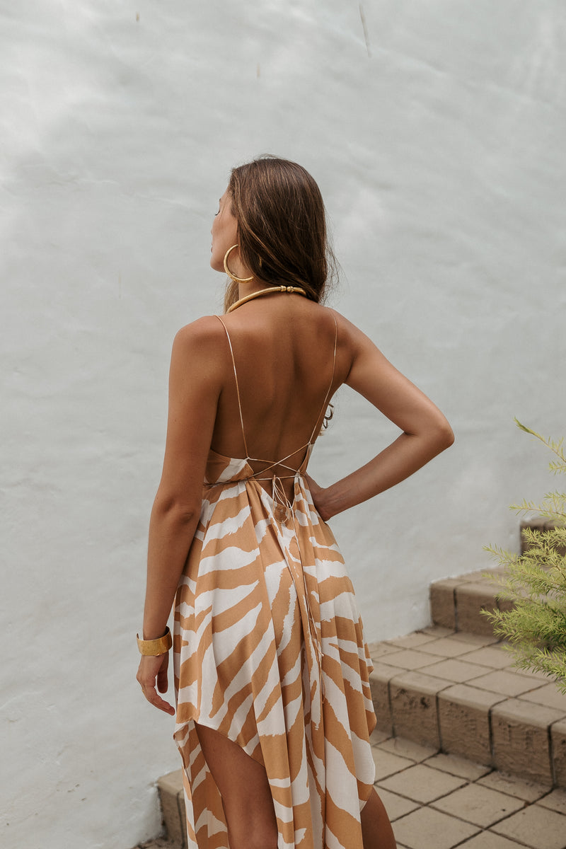 Zebra midi slip dress orange