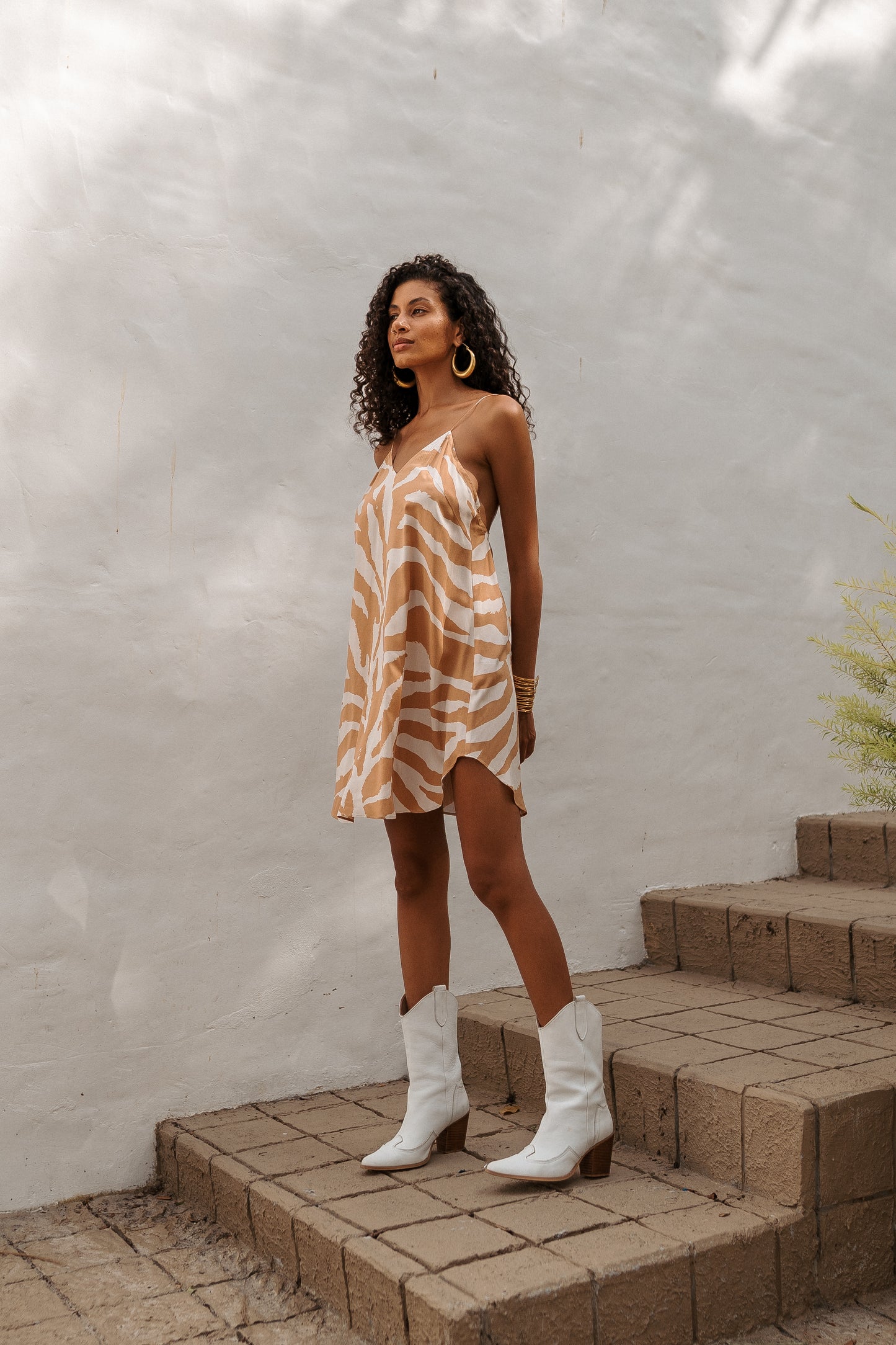 Zebra mini slip dress orange