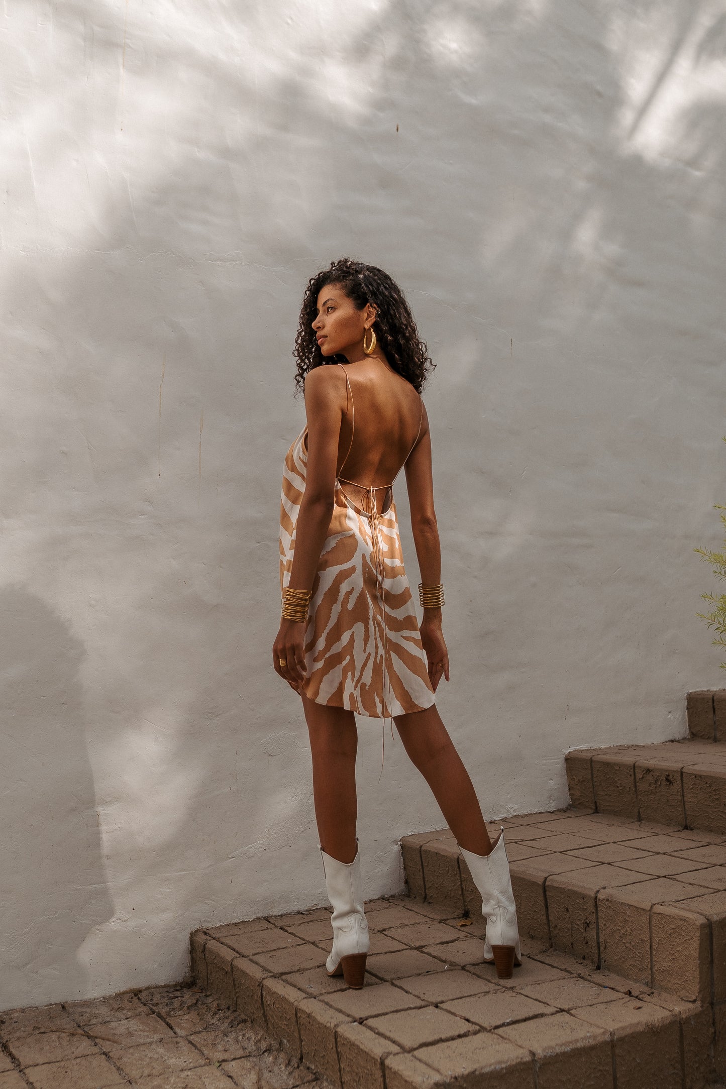 Zebra mini slip dress orange