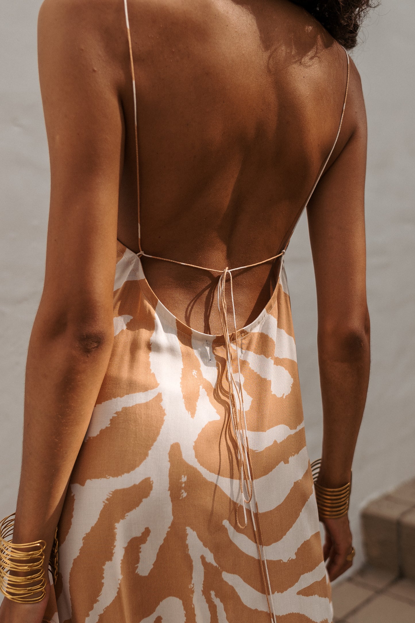 Zebra mini slip dress orange